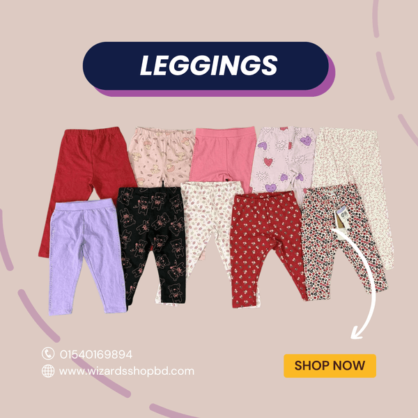 Pack of 5 Assorted Toddler Girls Cotton Stretch Printed Leggings